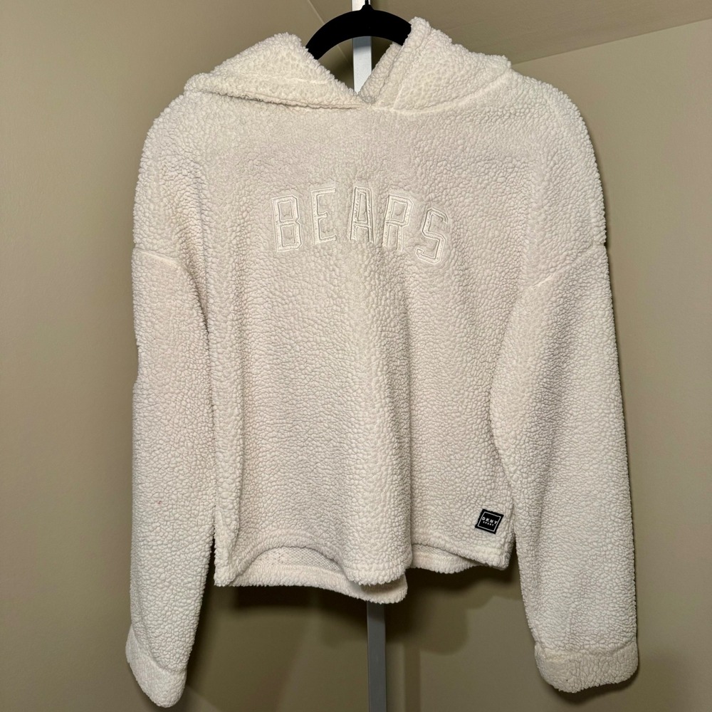 DKNY Sport Chicago Bears Sherpa Hoodie Cream Women Medium NFL Fleece Pullover
